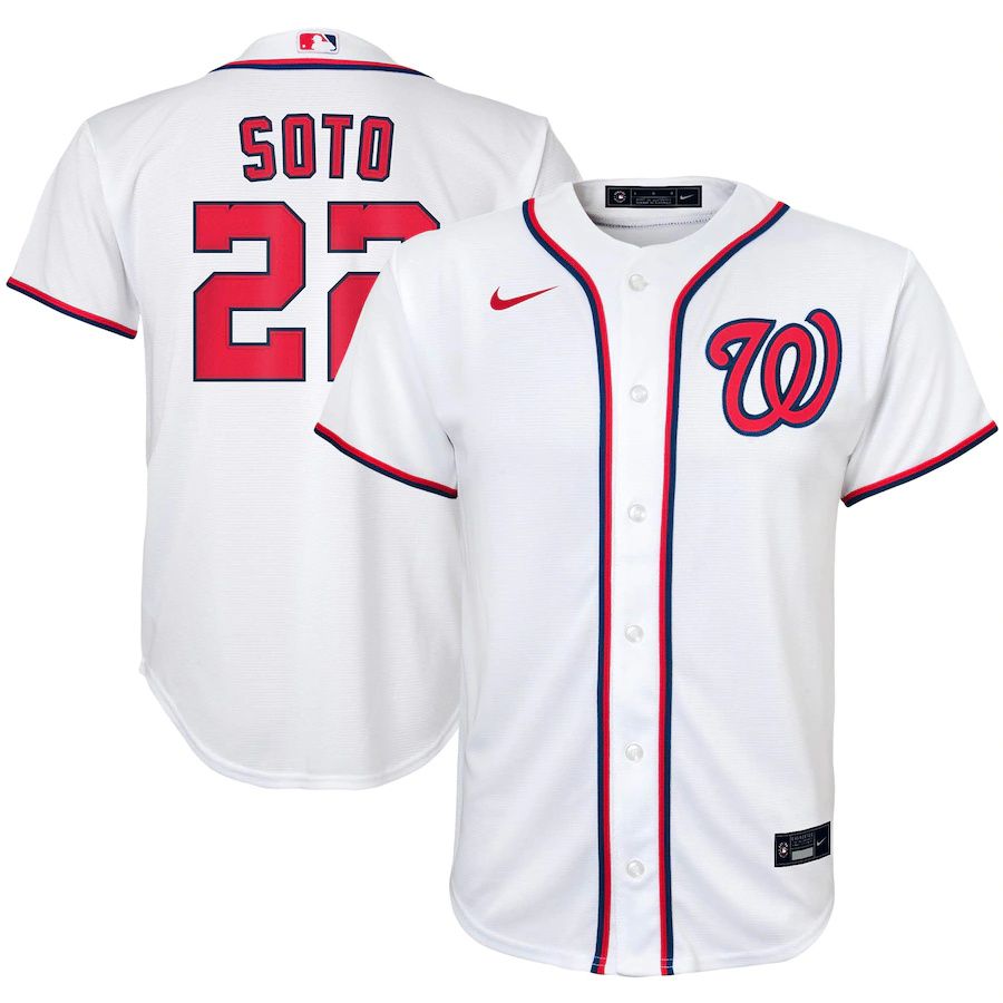 Youth Washington Nationals #22 Juan Soto Nike White Home Replica Player MLB Jerseys
